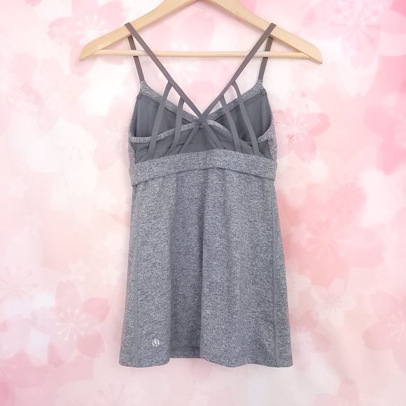 Lululemon Just Breathe Tank Top Grey Sports Athletic Bra Size 4 Small - Picture 3 of 5